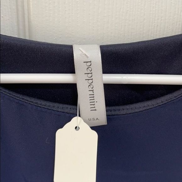 peppermint navy dress mini Ruffle sleeve navy NWT - Picture 3 of 7